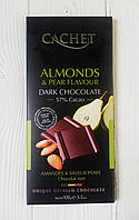 Черный шоколад 57% какао Pear&Almonds (с грушей и миндалем) Cachet 100гр (Бельгия)