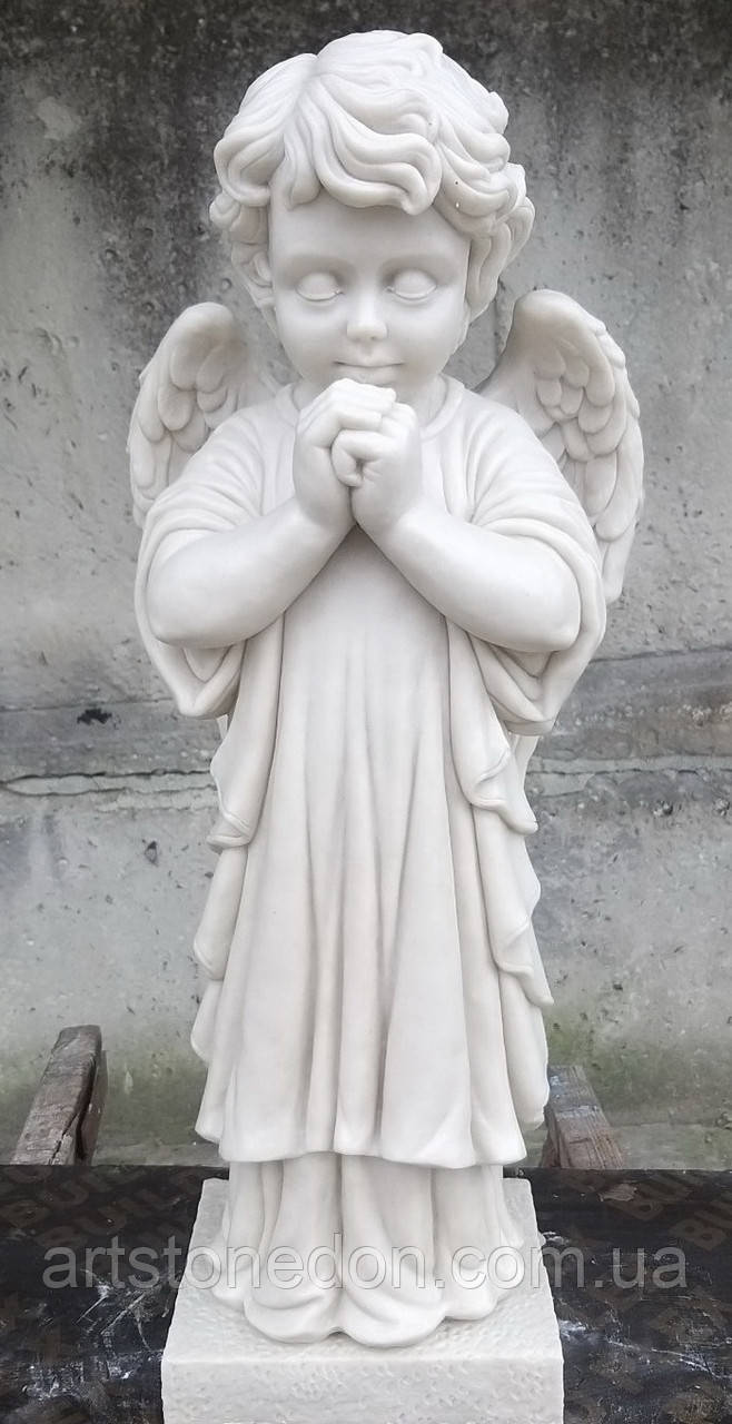 Скульптури з мармуру. Скульптура скорботного ангела 67 см з мармуру №119