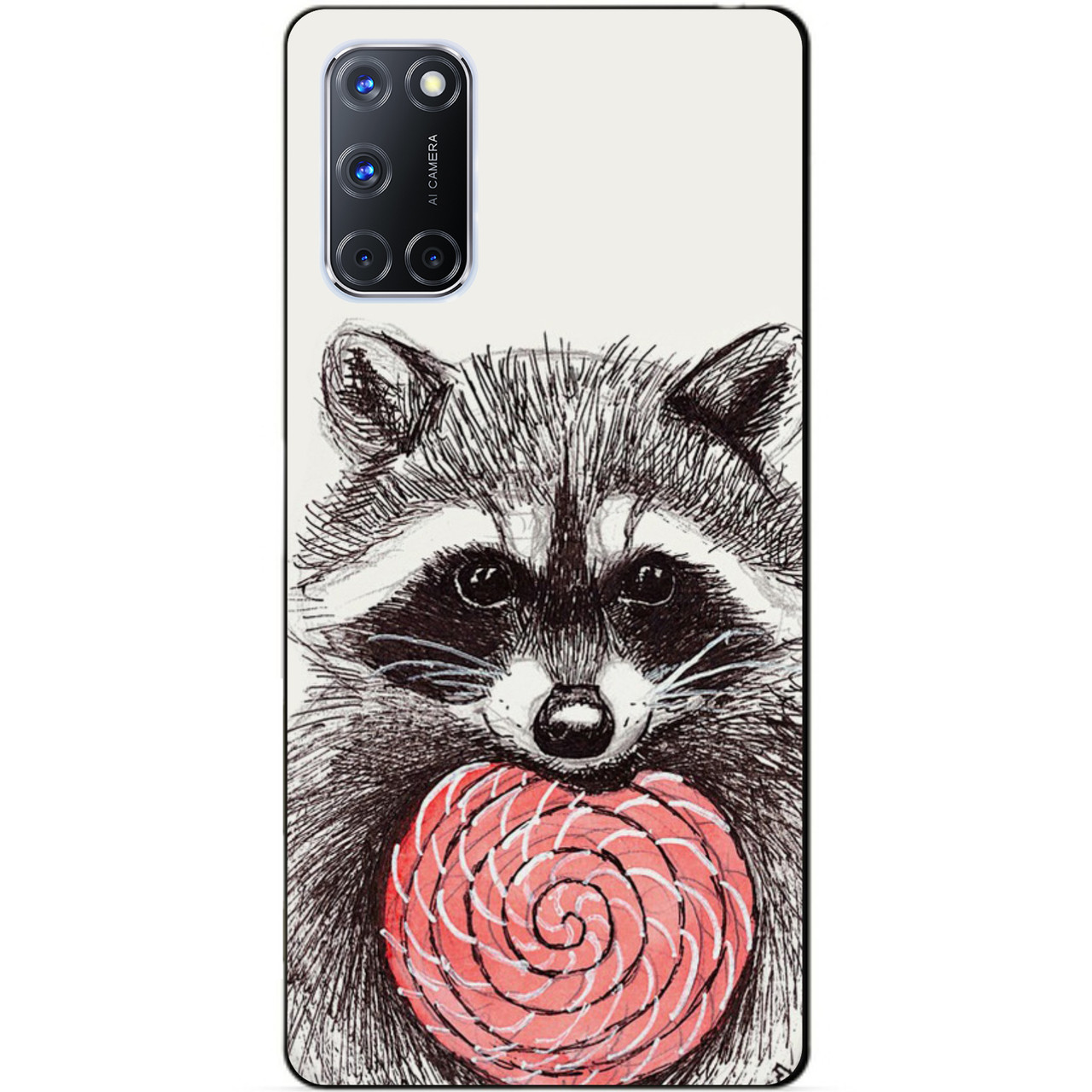 Силіконовий бампер чохол для Oppo A72 з малюнком Єнот