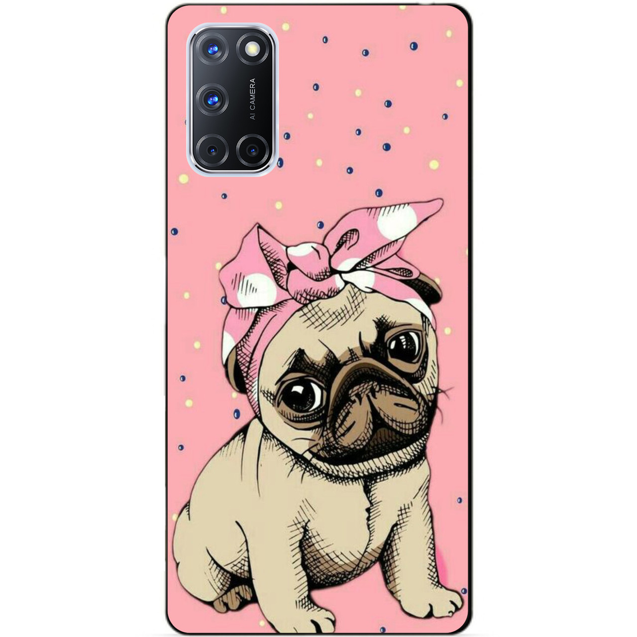 Силіконовий бампер чохол для Oppo A72 з малюнком Мопс