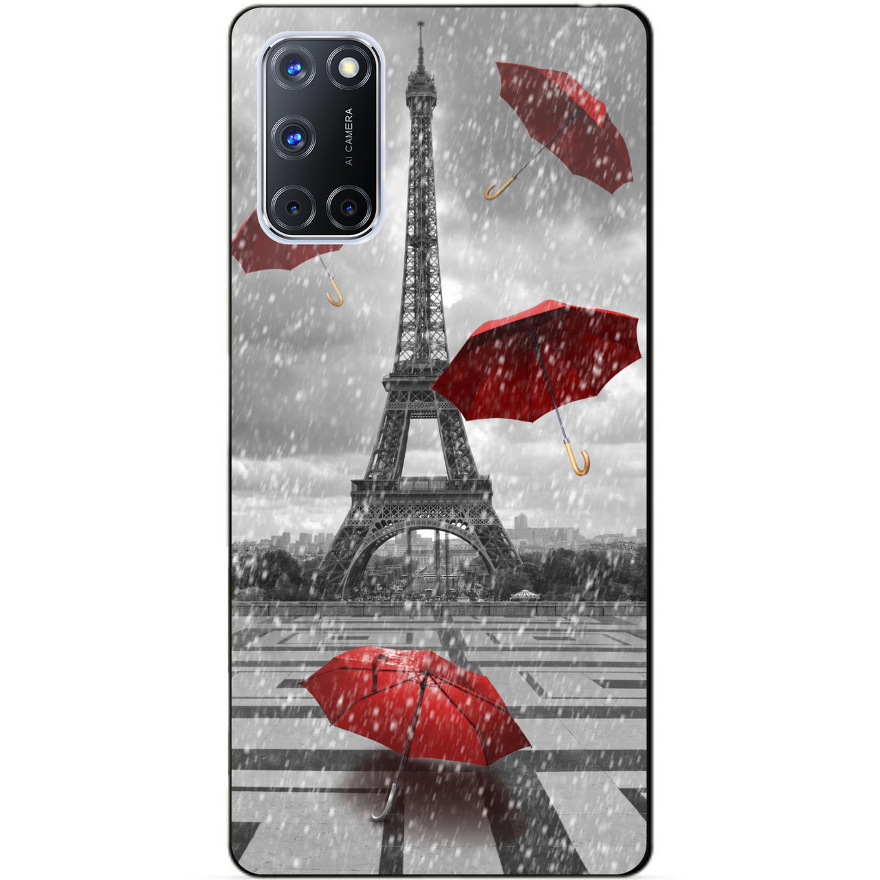 Силіконовий бампер чохол для Oppo A72 з малюнком Дощ у Парижі
