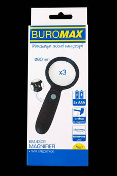 Лупа 3X/d60, з підсвічуванням, чорна Buromax BM.4309