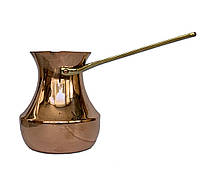 Турка мідна цільна для заварювання кави zh 500 мл Класична з латунною ручкоюB