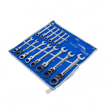 Набір комбінованих трещоточных ключів з карданом 14 од. 8-24 мм Profline 60239