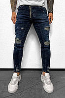 Мужские стильные джинсы (синие с потёртостями)2 Black Island