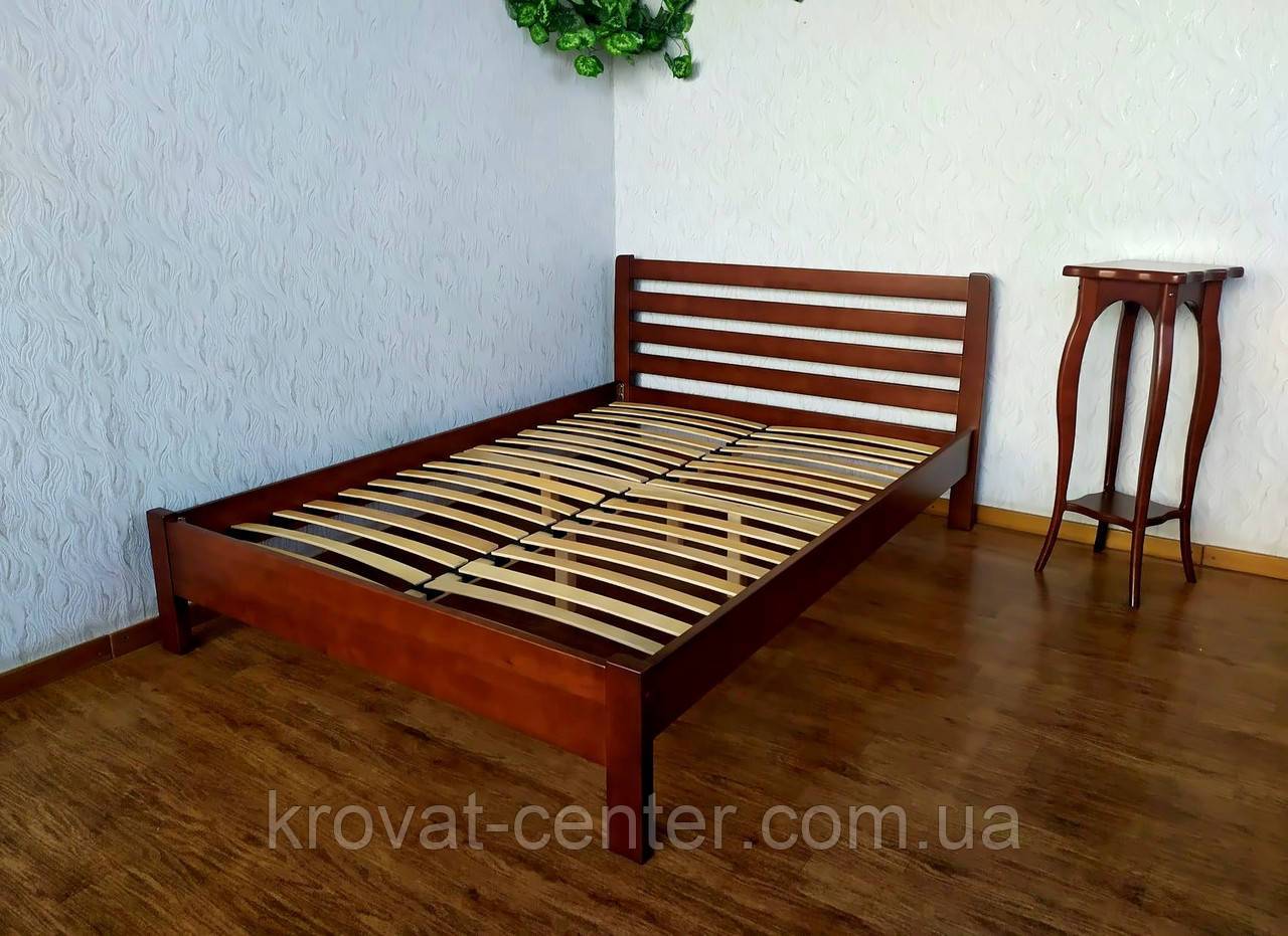 Напівторне ліжко на дерев'яних ніжках із масиву натурального дерева "Масу" від виробника