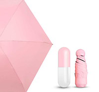 Мини зонт капсула Сapsule Umbrella mini компактный зонтик в футляре розовый