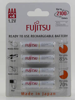 Акумулятори Fujitsu AAA 800 mAh, HR-4UTC, 2100 циклів (паковання: блістер)