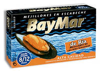 Мидии в маринаде 8/12 BayMar Mejillones en Escabeche 120 мл Испания