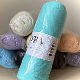 Простирадло на гумці махрова 200*220 + 25. Наматрацник на резинці Колір - Бірюзовий, фото 2