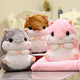 М'яка іграшка подушка плед 3 в 1 Хом'ячок, Хомяк, Хом'як 35 см Коричневий, фото 4