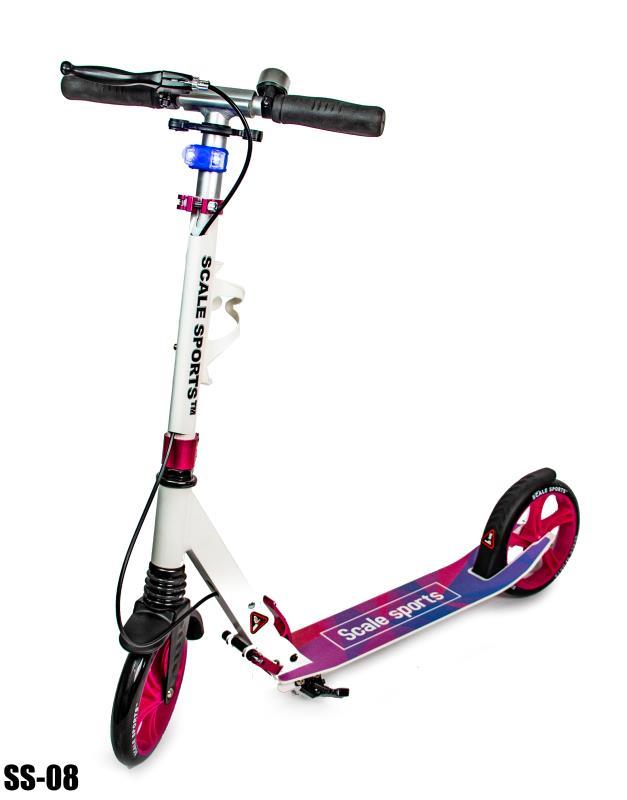 Самокат Scale Sports SS-08 Pink двоколісний складний ручне гальмо Led-ліхтарик