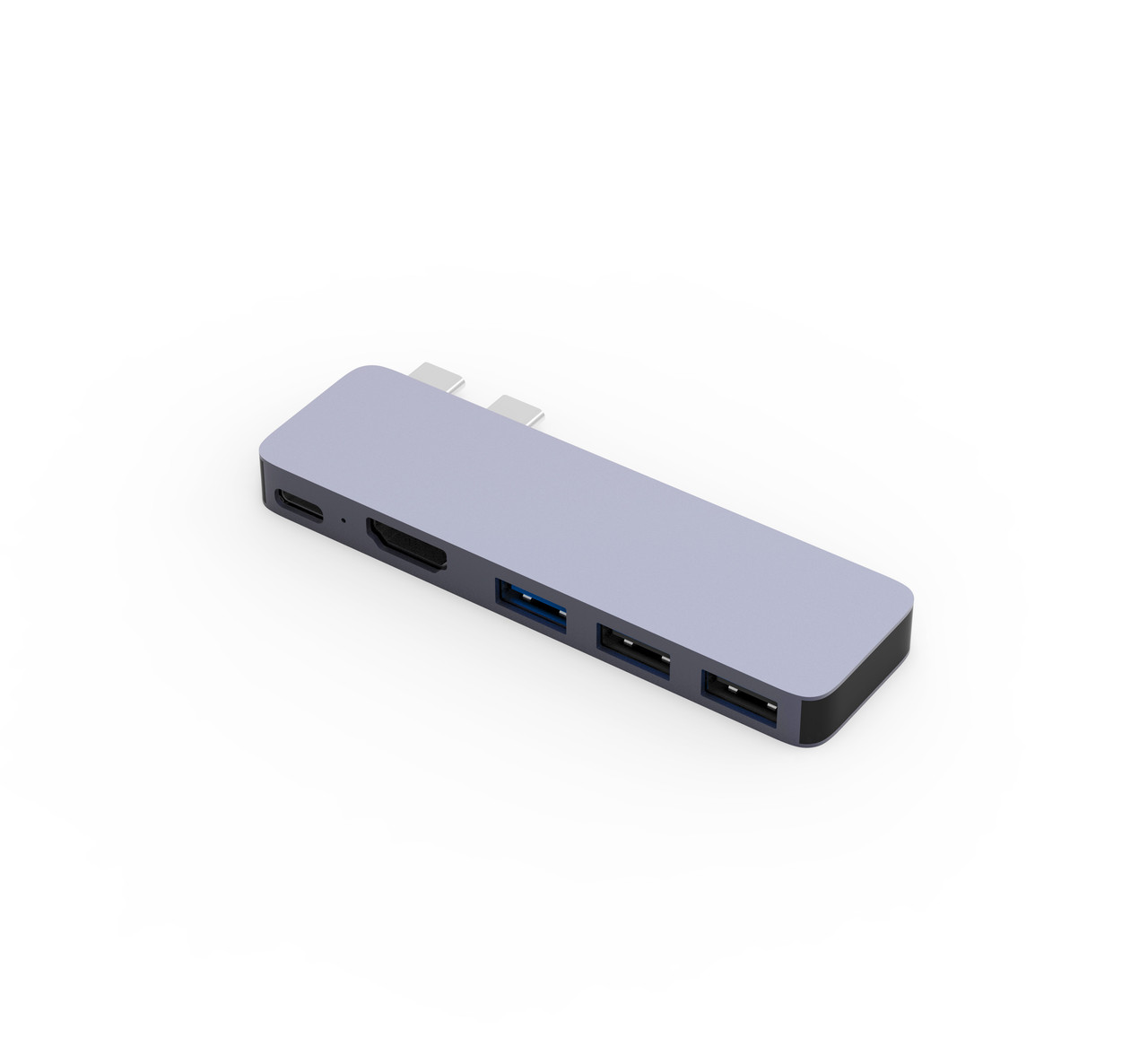 USB-хаб Qitech Aluminum Mini Dual Type-C + USB-A + HDMI для Macbook Pro и Air Space Gray (QT-Hub5)