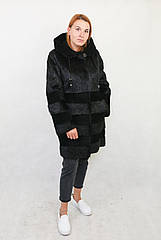 Шуба з хутра нутрії натуральна, чорна