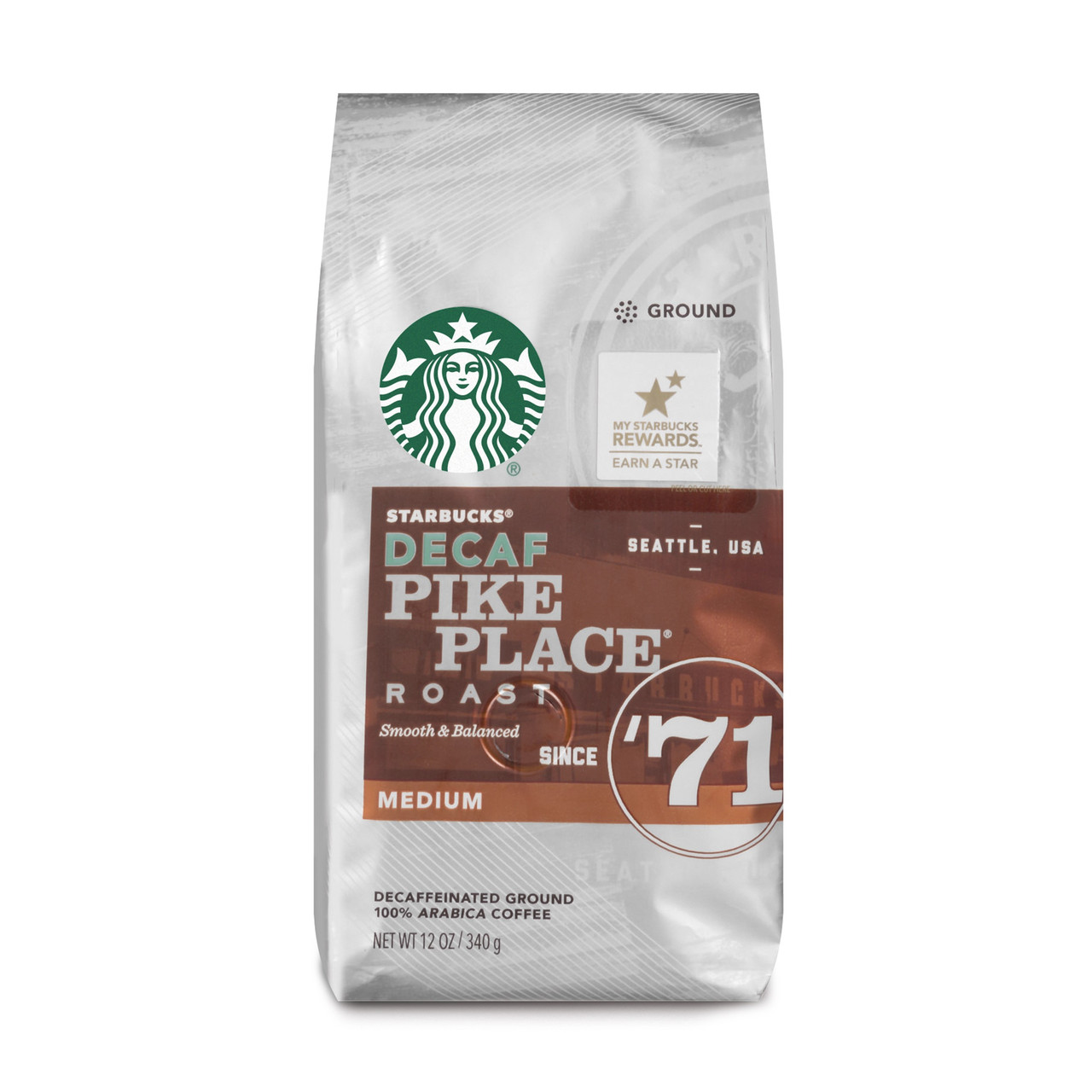 Кава в мелена Starbucks decaf Pike Place Roast Coffee Medium Roast 340 грамів, США
