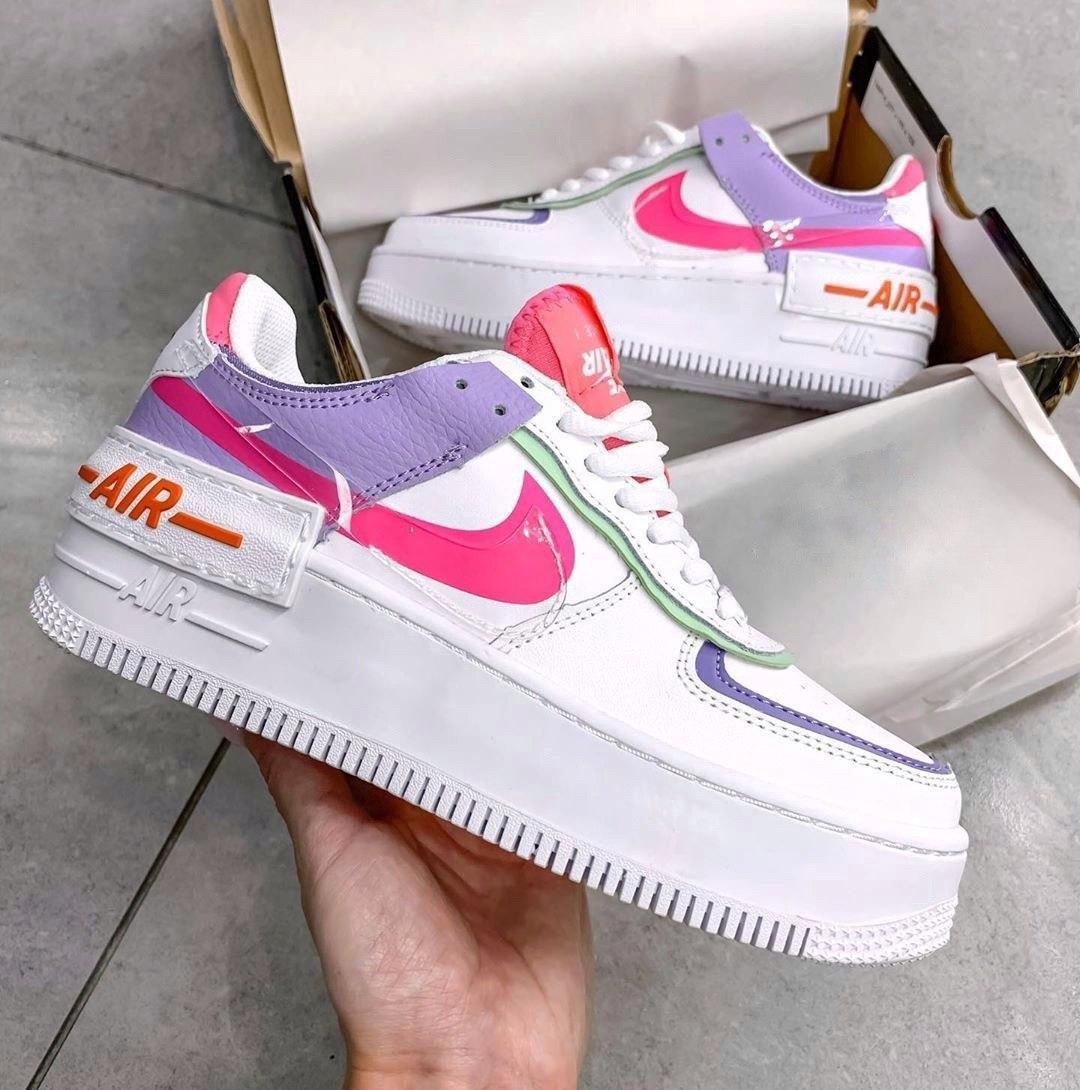 Кросівки жіночі Nike Air Force Shadow найк аїр форс різнобарвні демісезонні низькі, фото 1