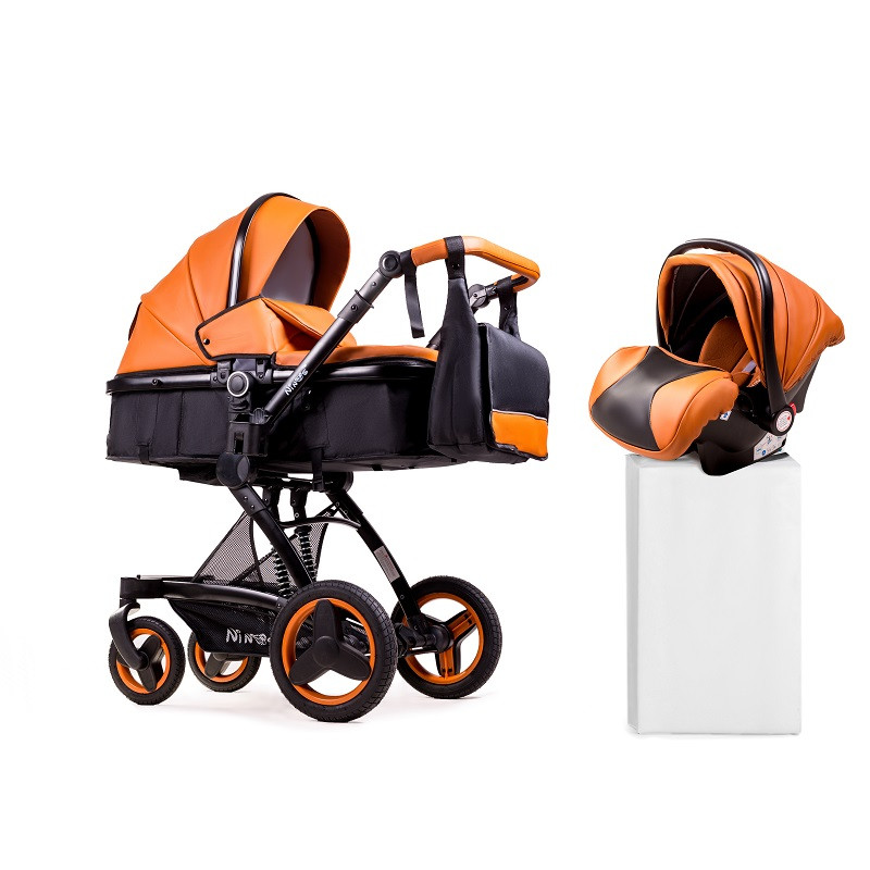 Універсальна коляска-трансформер 3в1 + АВТОКРЕСЛО Ninos Bono BROWN ЕККОЖА, фото 1