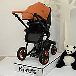 Універсальна коляска-трансформер 3в1 + АВТОКРЕСЛО Ninos Bono BROWN ЕККОЖА, фото 3