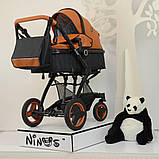 Універсальна коляска-трансформер 3в1 + АВТОКРЕСЛО Ninos Bono BROWN ЕККОЖА, фото 2