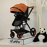 Універсальна коляска-трансформер 3в1 + АВТОКРЕСЛО Ninos Bono BROWN ЕККОЖА, фото 5