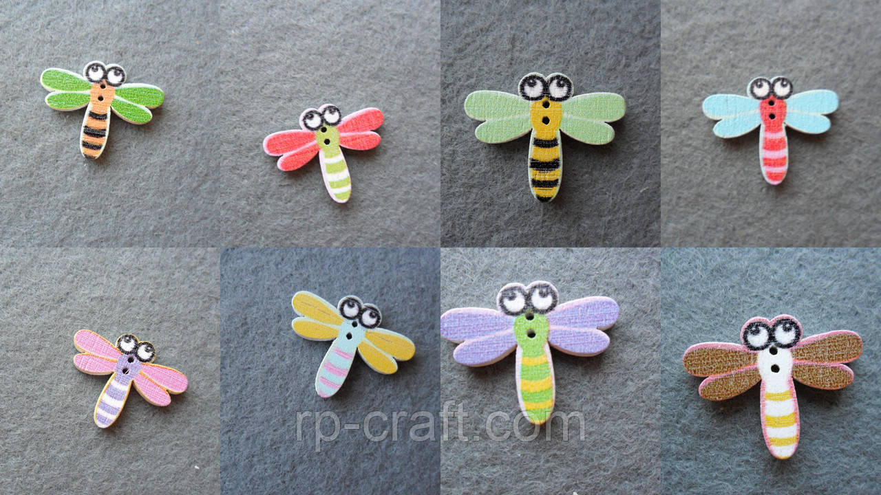 Гудзик дерев'яний, декоративний, бабка, 20х25 мм, фото 1