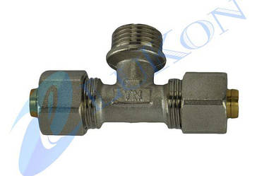 ТМ-трійник для металопластикових труб 16*1/2н*16 із зовнішньою різзю