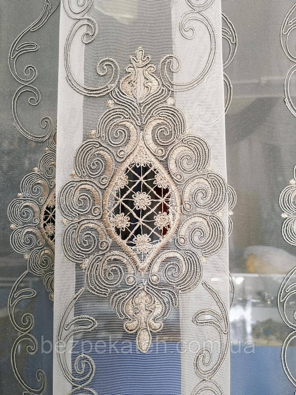 Красивая Тюль в Зал. Тюль с Коричневым Рисунком. Тюль с Вышивкой ...
