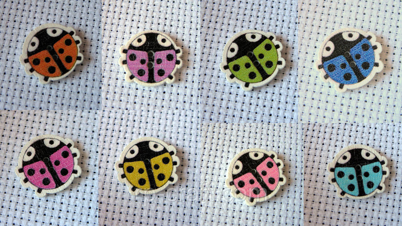 Гудзик дерев'яний, декоративний, сонечко, 15х17 мм, фото 1