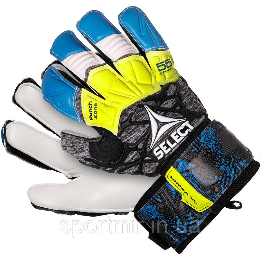 Рукавиці воротарські SELECT 55 Extra Force Grip (335), син/сір/жовт, фото 1