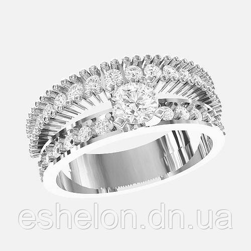 Жіноче кільце срібне Double diamond