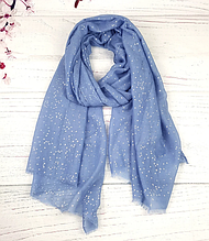 Тонкий шарф Fashion Мері з віскози 180*80 см горох блакитний