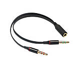 Кабель звуку 4-х контактний 3.5 мм "вилка" на дві 3.5 мм "розетка"(стерео аудіо + моно мікрофон), 0,2 м, фото 3
