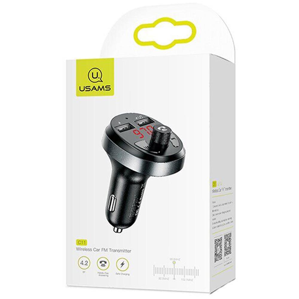 FM модулятор Bluetooth USAMS US-CC062 C11 Wireless Car FM Transmitter Black (CC62GC01)