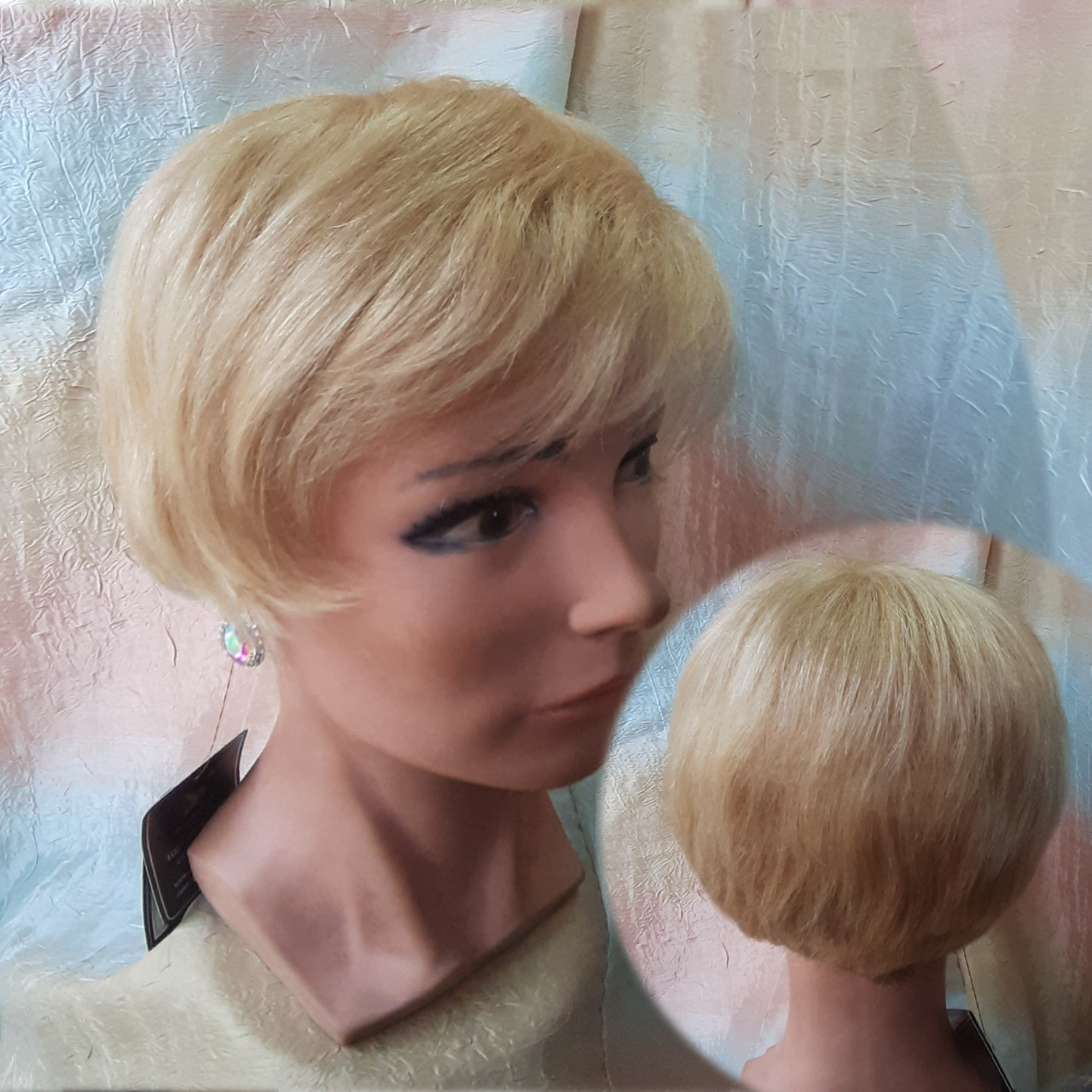 Перуки з натуральних волосся короткий пшеничний блонд LIDA - 24/613, фото 1