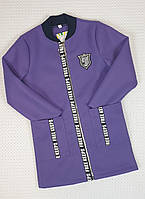 Пальто-кардиган кашемировое без подкладки для девочки на осень 134,140, фиолетовый, Украина