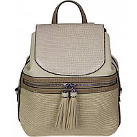 Оригинальный бежевый женский рюкзак из комбинированных материалов и текстур