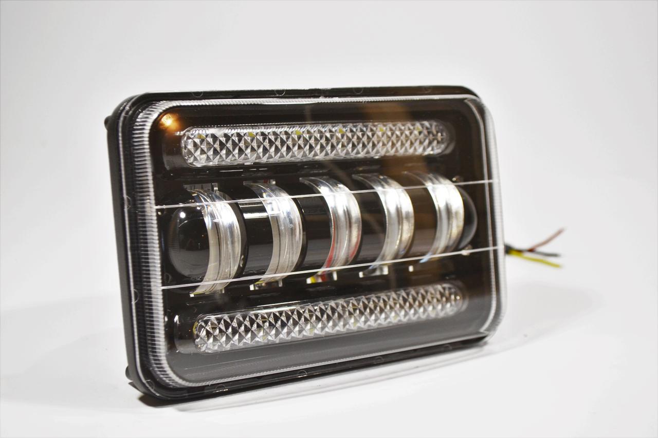 Світлодіодна фара ближнього світла 75W з Білим та жовтим габаритом. Чіткої світловий тіньової кордоном, фото 1