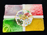Набор натурального мыла Карпатский Мыловар, мыло ручной работы Лаванда:хвойное: вишня и миндаль:ромашка