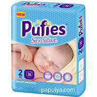 Подгузники Pufies Пуфис Sensitive Mini 2 ( 3-6 кг ) 74 шт.