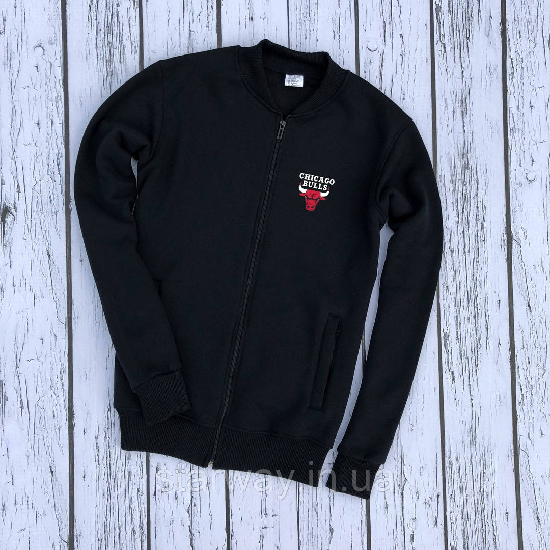 Стильний трикотажний бомбер | кофта chicago bulls логотип принт