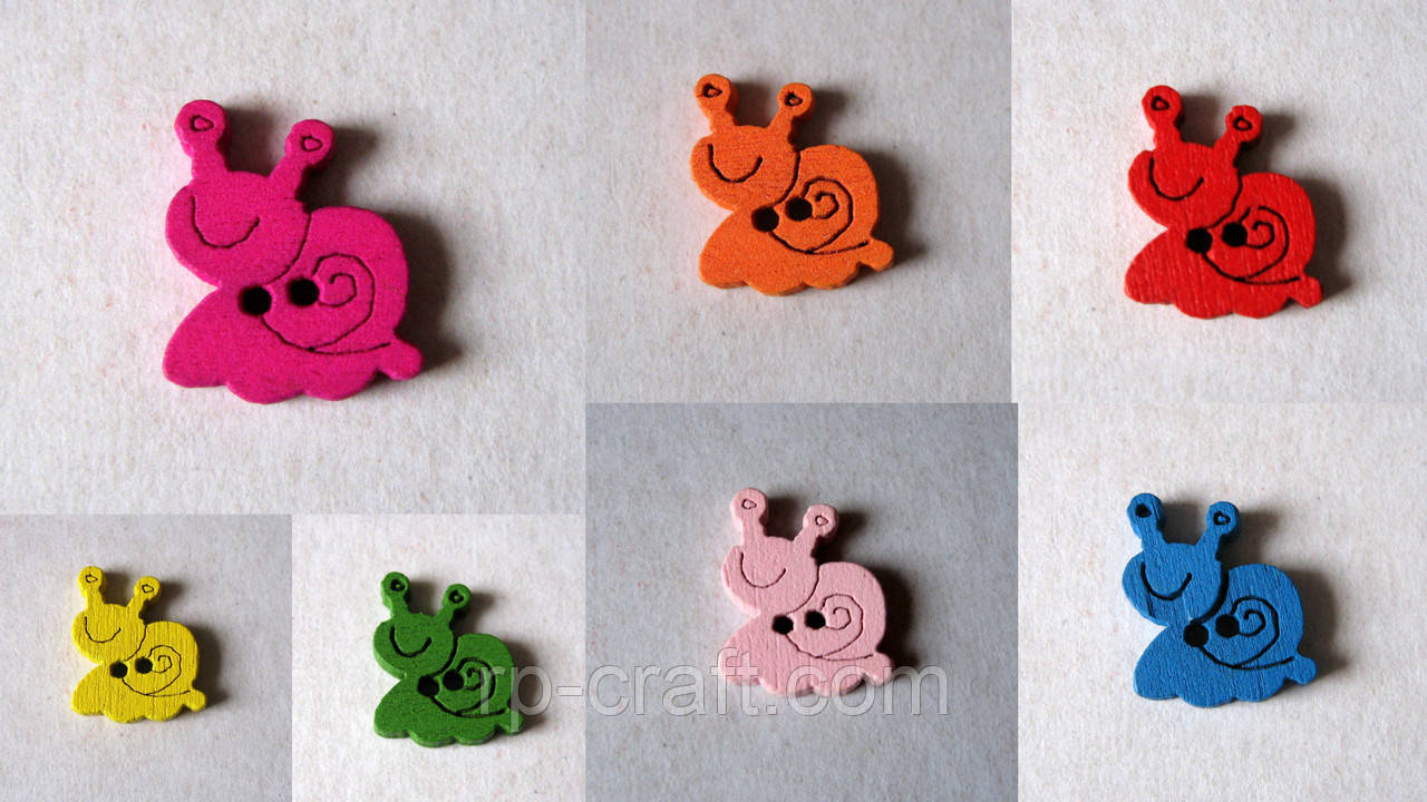 Гудзик дерев'яний, декоративний. Равлик, 13х15 мм, фото 1