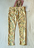 Желтые брюки скинни с цветочным принтом италия, размер s