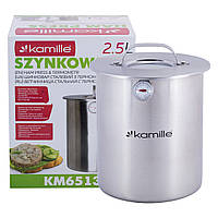 Ветчинниця Kamille 2,5 л з термометром KM-6513 нержавіюча сталь, форма для шинки