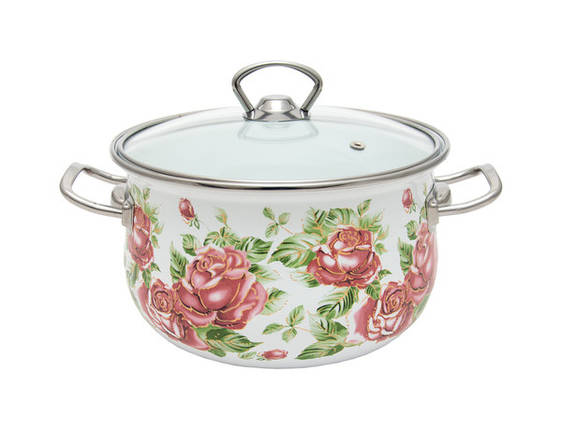 Каструля емальована INFINITY Троянда 3.7 літра, фото 1