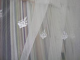 Тюль у зал, спальню, вітальню "Bell" фатин із вишивкою, біла Висота 3,05 м, фото 3