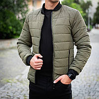 Стильная мужская осенняя теплая куртка-бомбер "Повезло" цвет хаки - S, M, L, XL, 2XL, 3XL