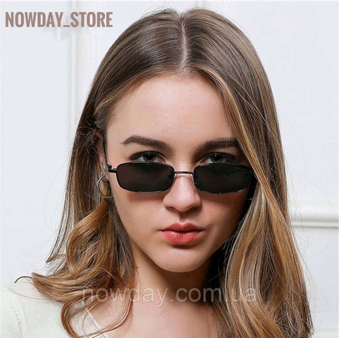 Прямоугольные квадратные маленькие солнцезащитные очки узкие (ID ...