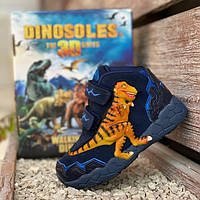 Демісезонні замшеві напівчеревики 3D и для дітей «Dinosoles» T-REX, сині