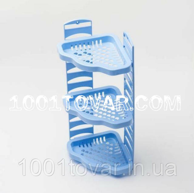 Кутова пластикова поличка, блакитний колір, фото 1