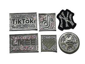 Нашивка Офф вайт/Off White з камінням 40х50 мм, фото 4